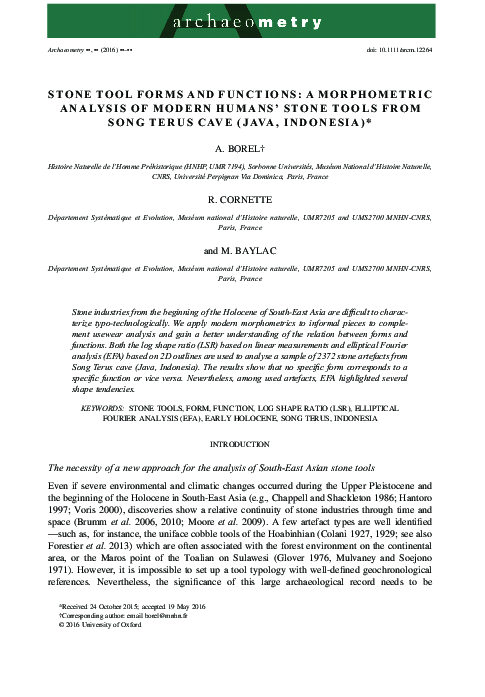 (PDF) Stone Tool Forms and Functions: A Morphometric Analysis of Modern ...
