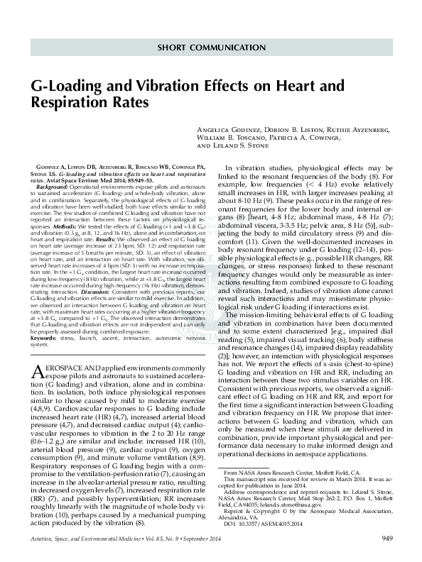 (PDF) G-Loading and Vibration Effects on Heart and Respiration Rates