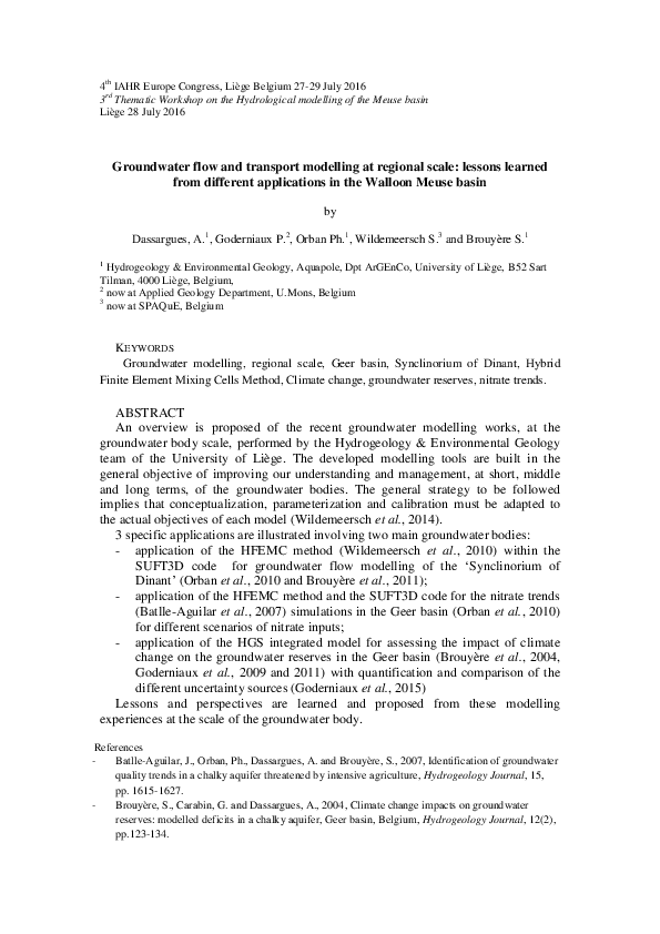 (PDF) Groundwater flow and transport modelling at regional scale ...
