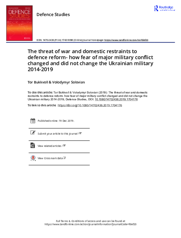 (PDF) The threat of war and domestic restraints to defence reform- how ...