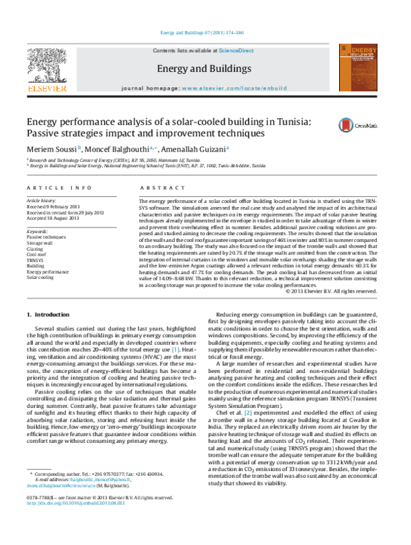 (PDF) Energy performance analysis of a solar-cooled building in Tunisia ...