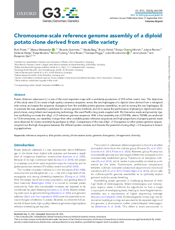 (PDF) Chromosome-scale reference genome assembly of a diploid potato ...
