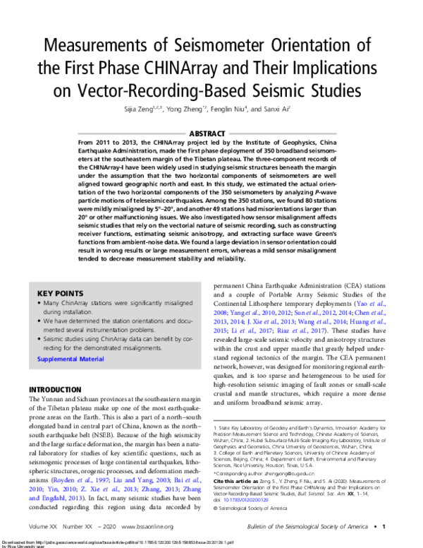(PDF) Measurements of Seismometer Orientation of the First Phase ...