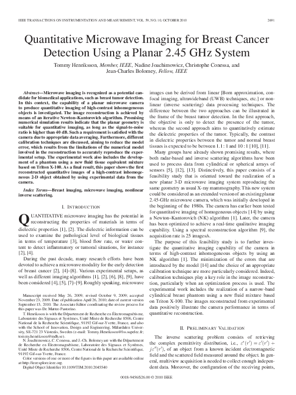 (PDF) Quantitative Microwave Imaging for Breast Cancer Detection Using ...