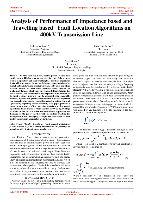 (PDF) Analysis of Performance of Impedance based and Travelling based ...