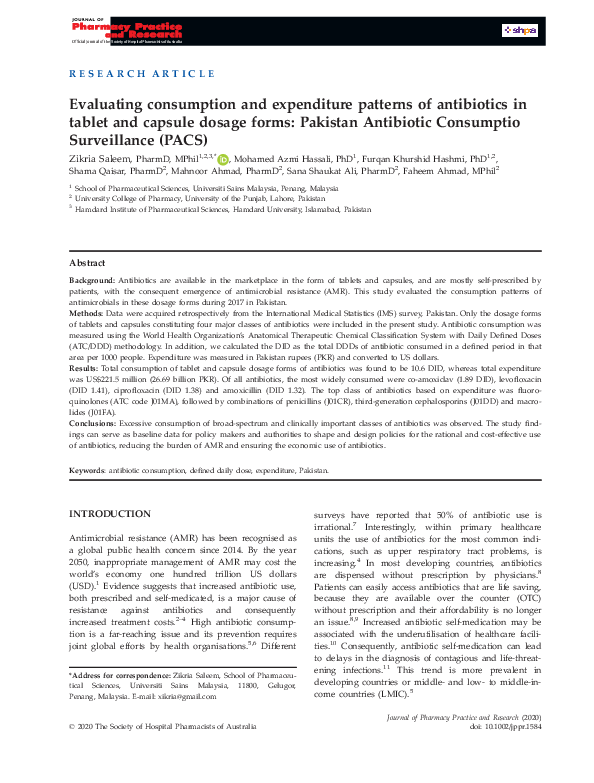 (PDF) Evaluating consumption and expenditure patterns of antibiotics in ...