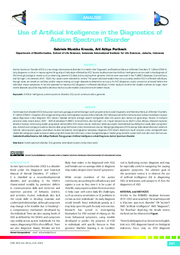 (PDF) Use of Artificial Intelligence in the Diagnostics of Autism ...