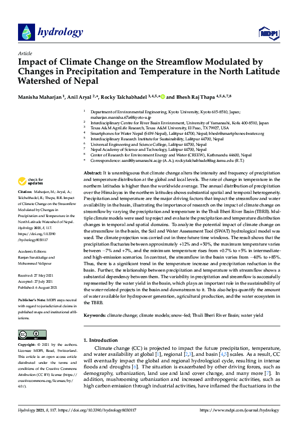 (PDF) Impact of Climate Change on the Streamflow Modulated by Changes ...