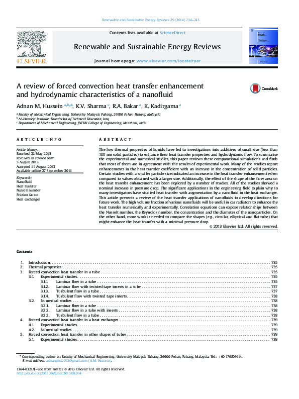 (PDF) A review of forced convection heat transfer enhancement and ...