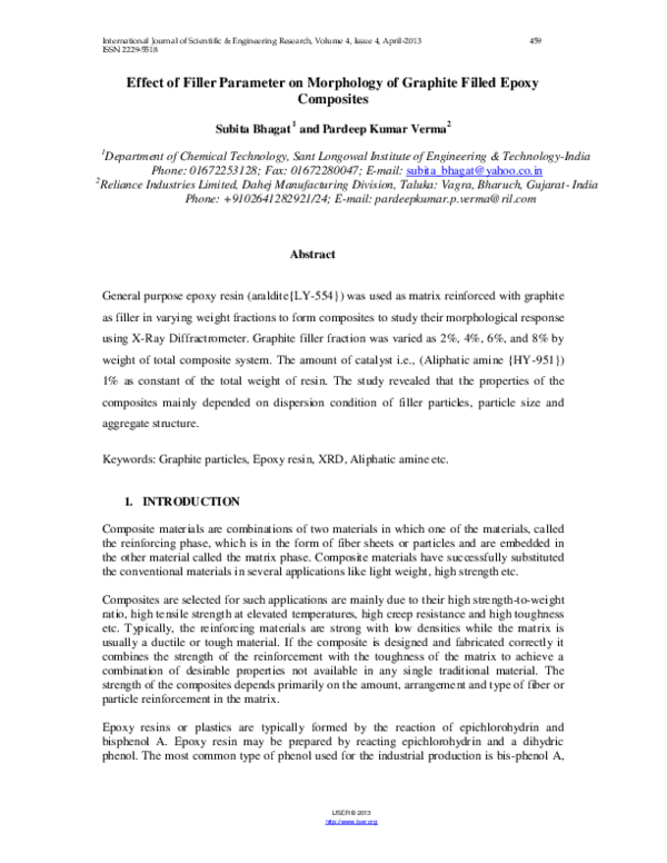 (PDF) Effect of Filler Parameter on Morphology of Graphite Filled Epoxy ...