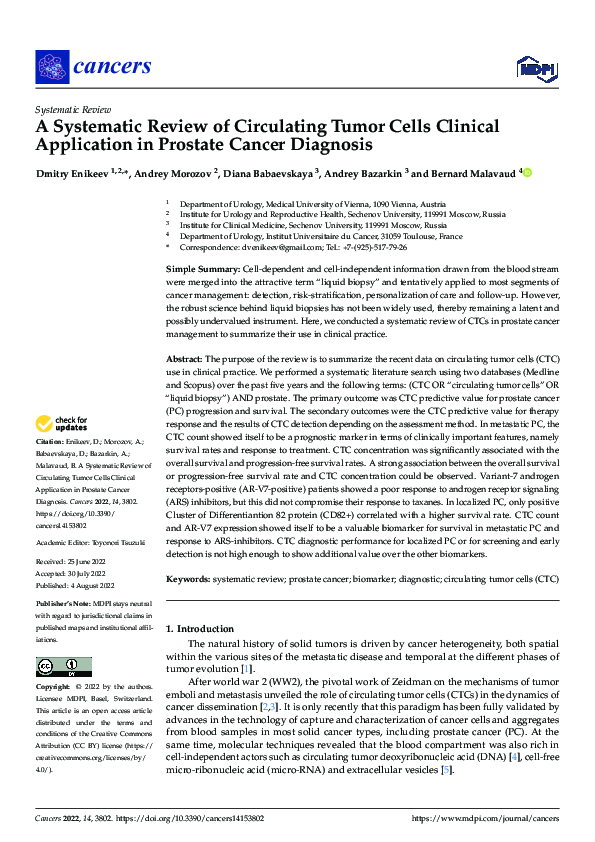 (PDF) A Systematic Review of Circulating Tumor Cells Clinical ...