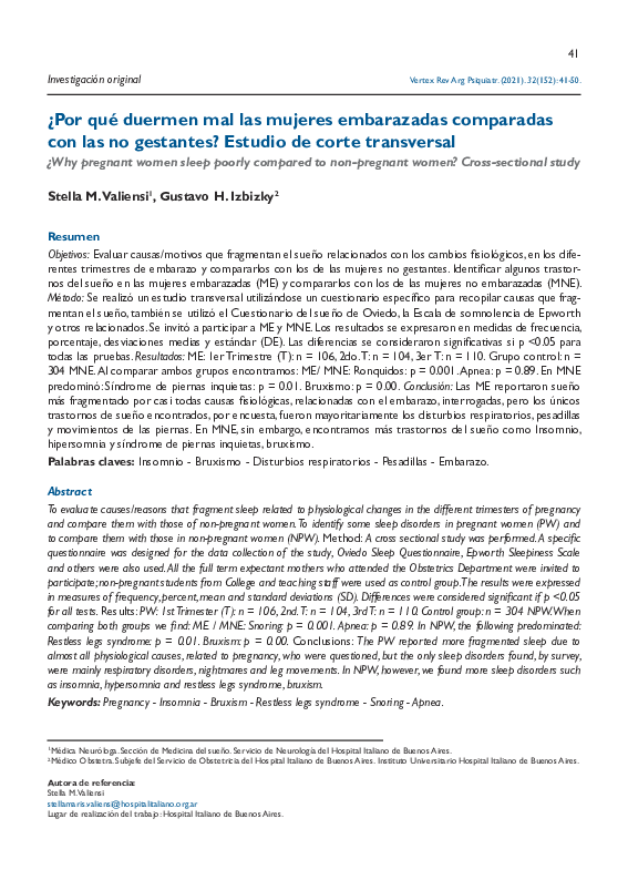 ¿Por qué duermen mal las mujeres embarazadas comparadas con las no gestantes? Estudio de corte transversal
