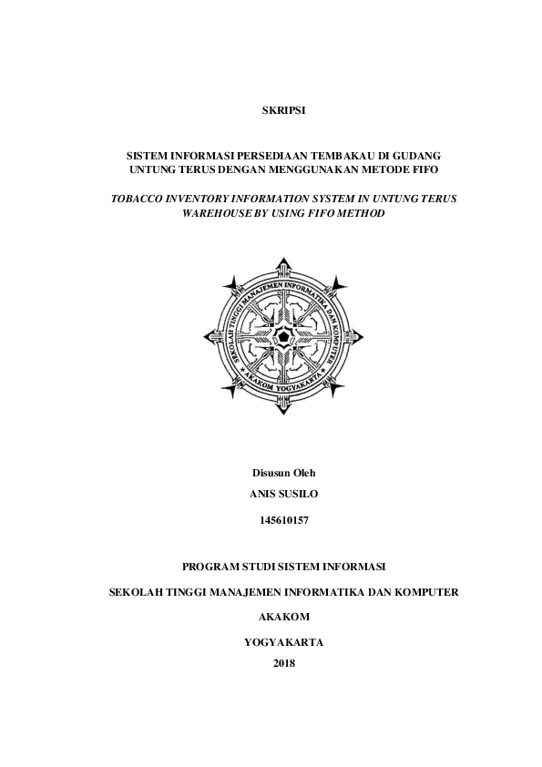 (PDF) Sistem Informasi Persediaan Tembakau DI Gudang Untung Terus ...
