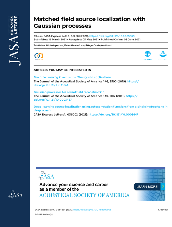 (PDF) Matched field source localization with Gaussian processes