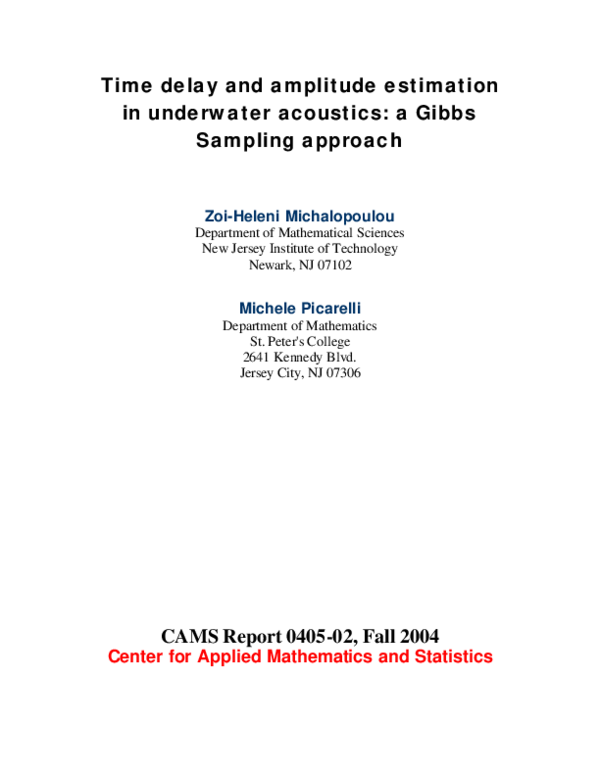 (PDF) Time delay and amplitude estimation in underwater acoustics : a ...