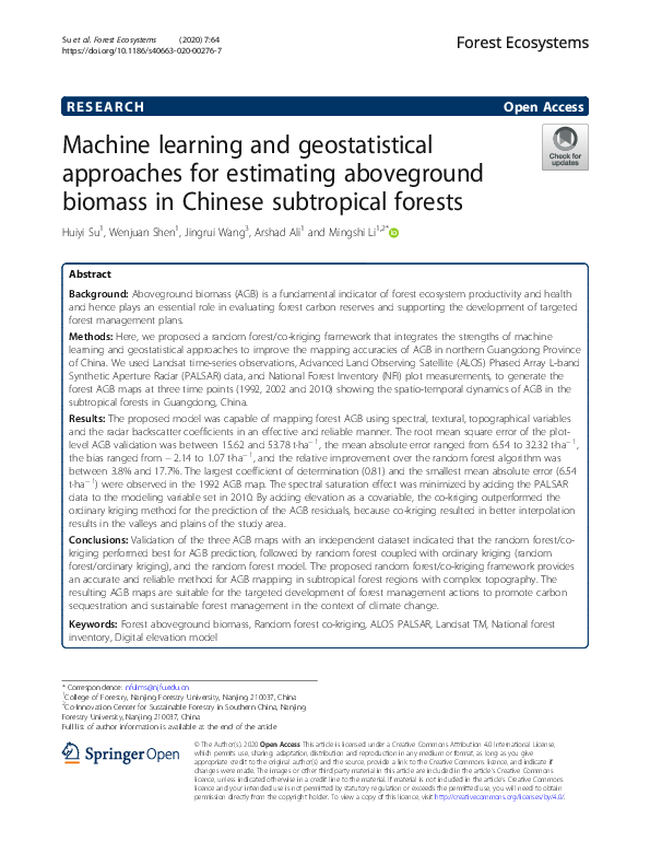 (PDF) Machine learning and geostatistical approaches for estimating ...