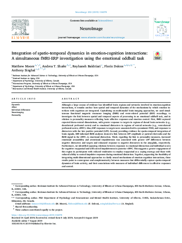 (PDF) Spatio-Temporal Dynamics in Emotion-Cognition Links