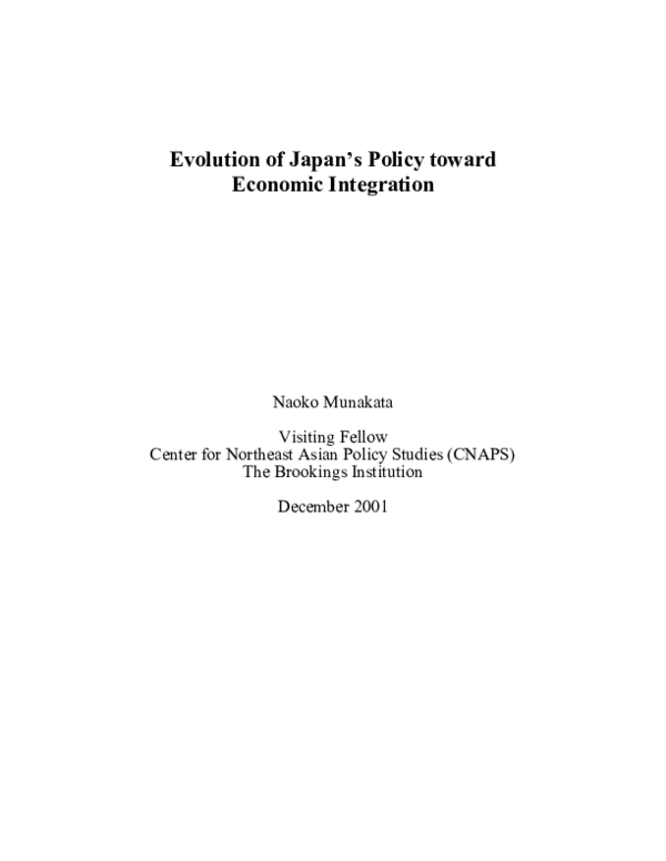 (PDF) Evolution of Japan's policy toward economic integration