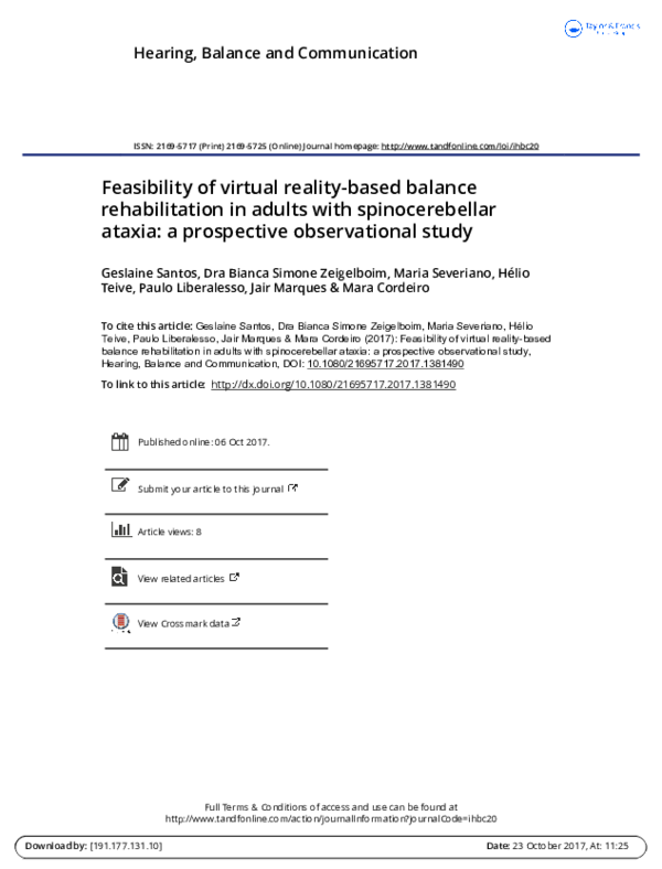 (PDF) Feasibility of virtual reality-based balance rehabilitation in ...