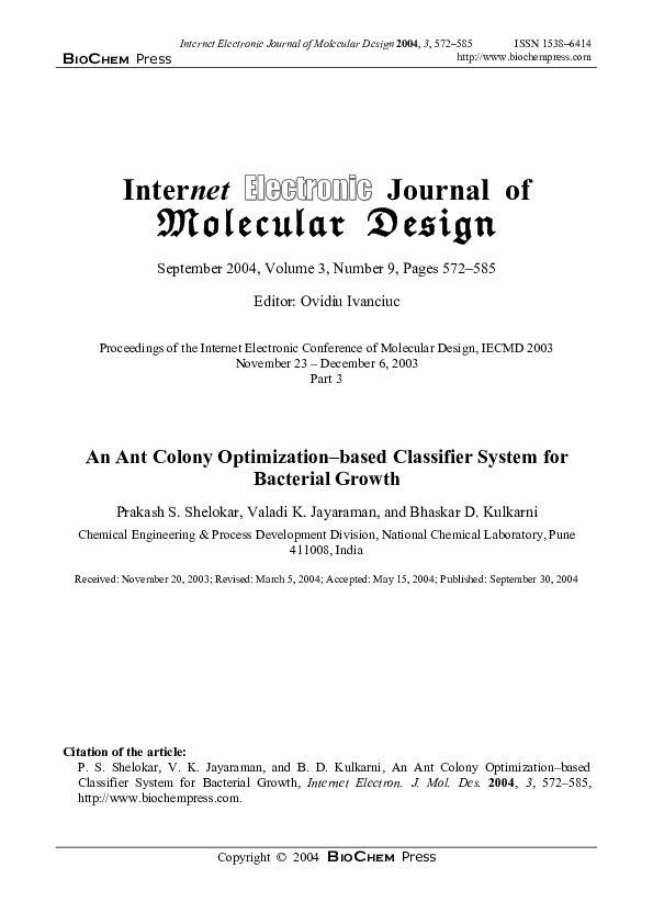 (PDF) An Ant Colony Optimization–based Classifier System for Bacterial ...