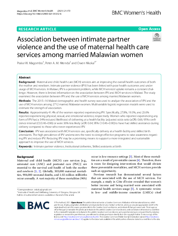 (PDF) Association between intimate partner violence and the use of ...