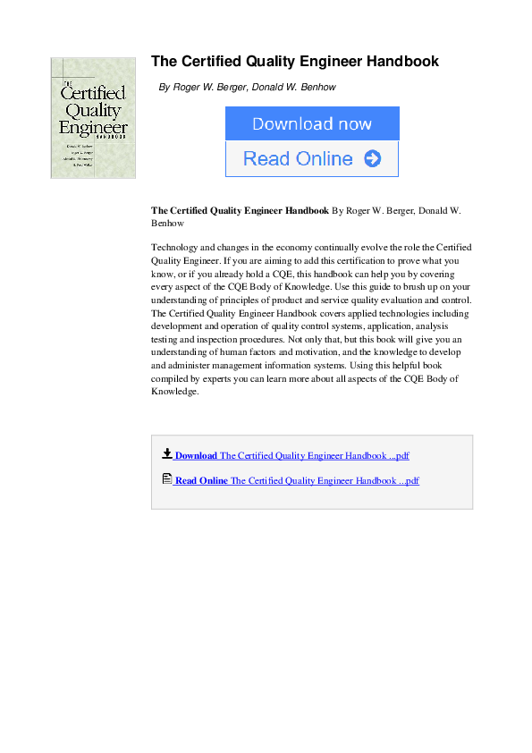 (PDF) The Certified Quality Engineer Handbook Ahmad Elshennawy