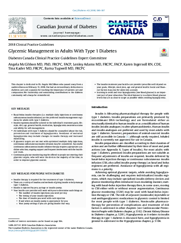 (PDF) Glycemic Management in Adults With Type 1 Diabetes