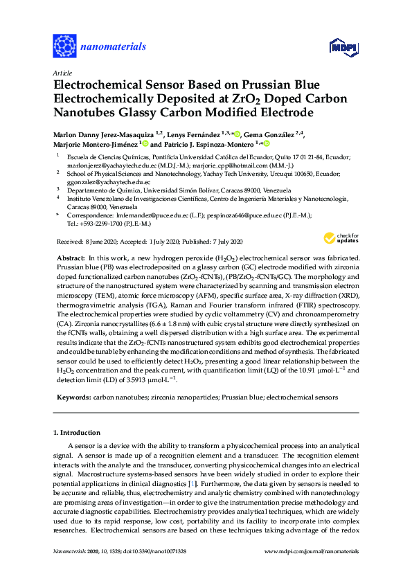 (PDF) Electrochemical Sensor Based on Prussian Blue Electrochemically ...