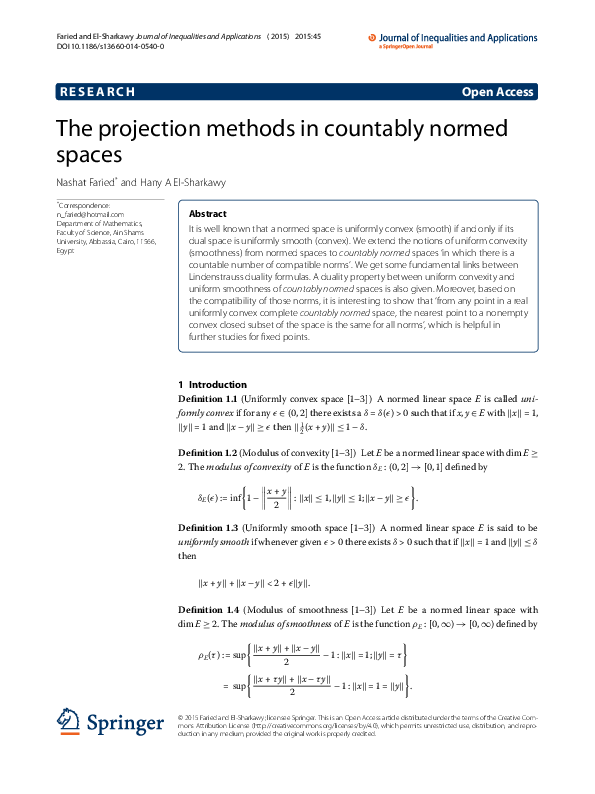 IS THE PROJECTION FUNCTION IN A NORMED SPACE CONTINUOUS visual data 7