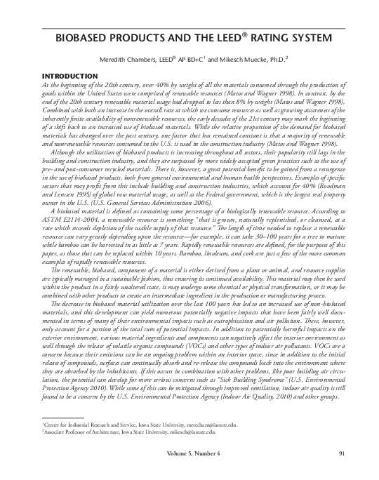 (PDF) Biobased Products and the LEED ® Rating System