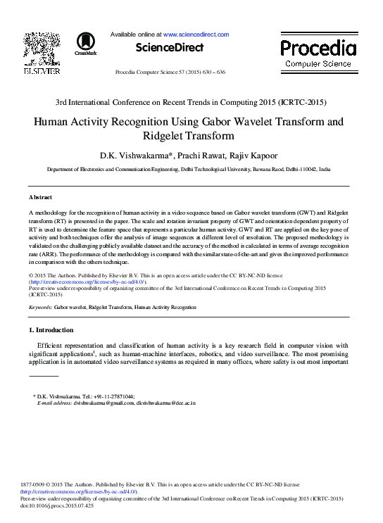 (PDF) Human Activity Recognition Using Gabor Wavelet Transform and ...