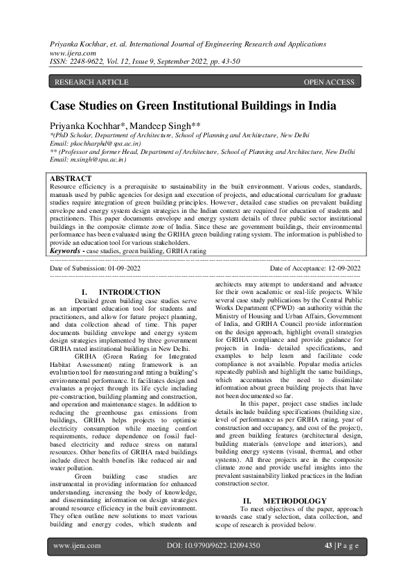 (PDF) Case Studies on Green Institutional Buildings in India