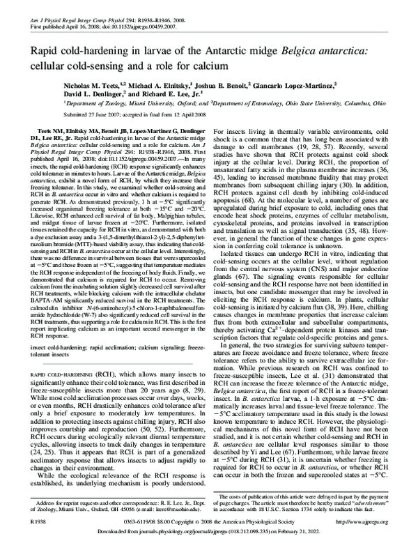 (PDF) Rapid cold-hardening in larvae of the Antarctic midgeBelgica ...