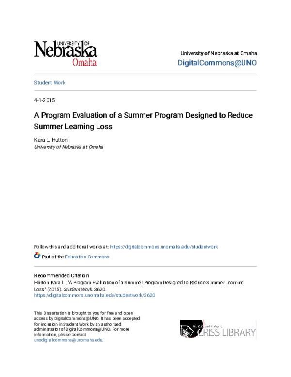 (PDF) A program evaluation of a summer program designed to reduce ...