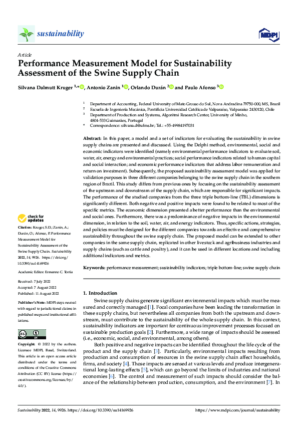 (PDF) Performance Measurement Model for Sustainability Assessment of ...