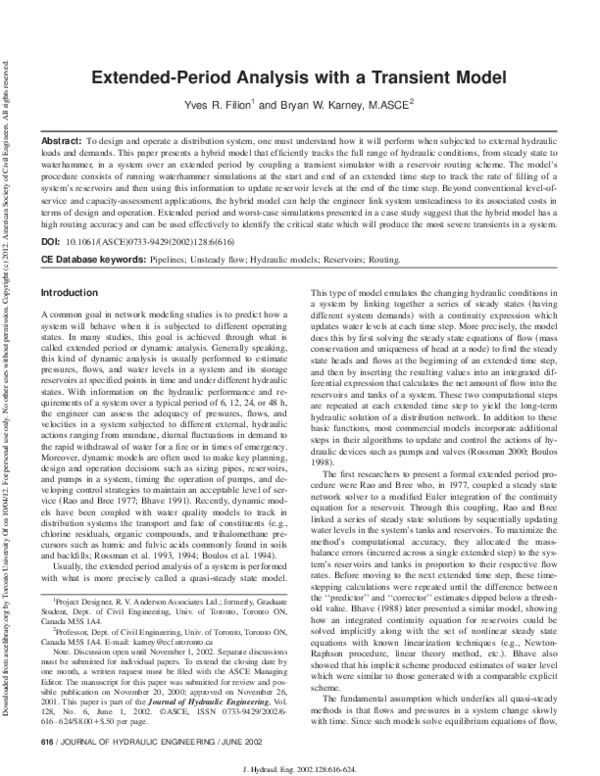 (PDF) Extended-Period Analysis with a Transient Model