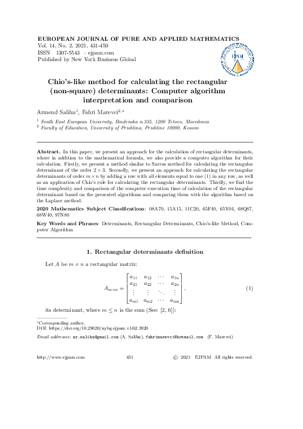 (PDF) Chio’s-like Method for Calculating the Rectangular (non-square ...