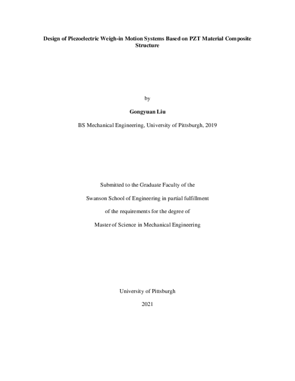 (PDF) Design of Piezoelectric Weigh-in Motion Systems Based on PZT ...