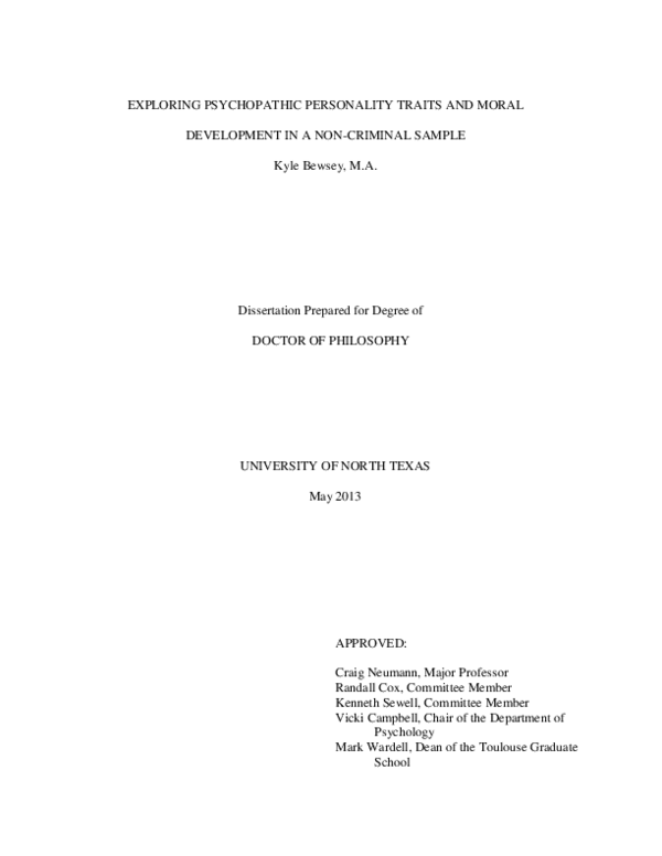 (PDF) Exploring psychopathic personality traits and moral development ...