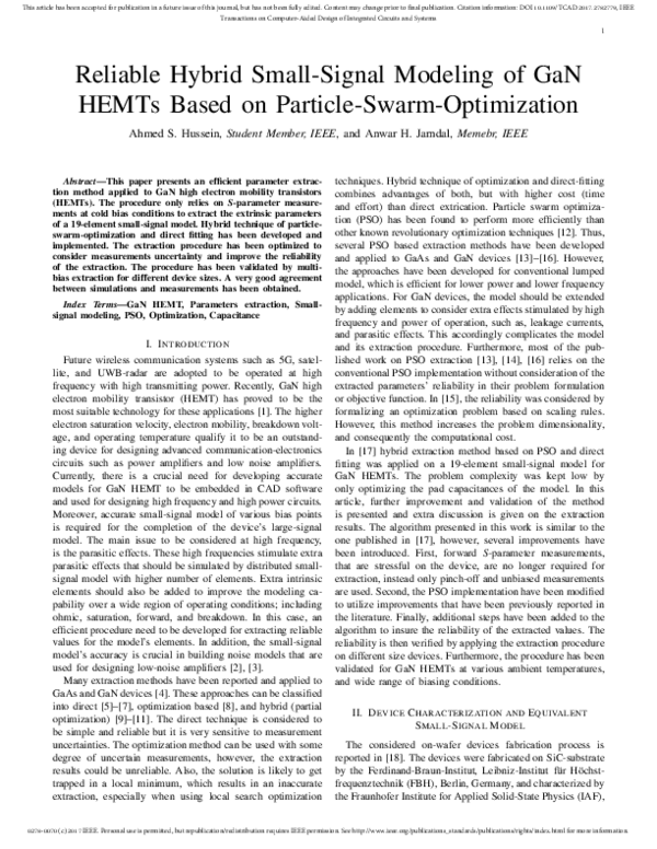 (PDF) Reliable Hybrid Small-Signal Modeling of GaN HEMTs Based on ...