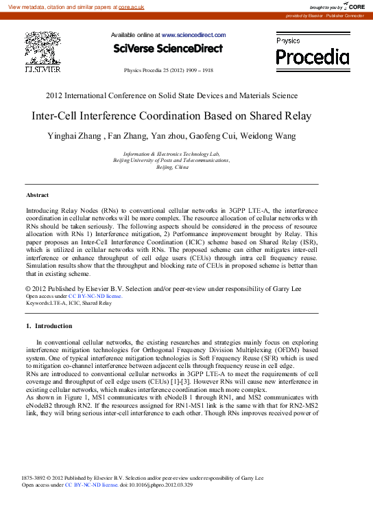 (PDF) Inter-Cell Interference Coordination Based on Shared Relay