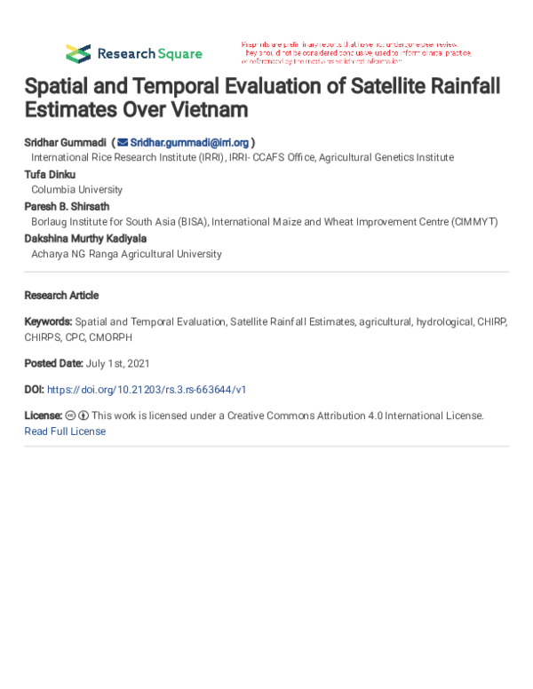 (PDF) Spatial and Temporal Evaluation of Satellite Rainfall Estimates ...