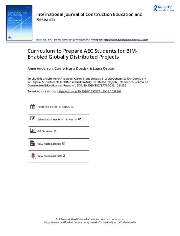 (PDF) Curriculum to Prepare AEC Students for BIM-Enabled Globally ...