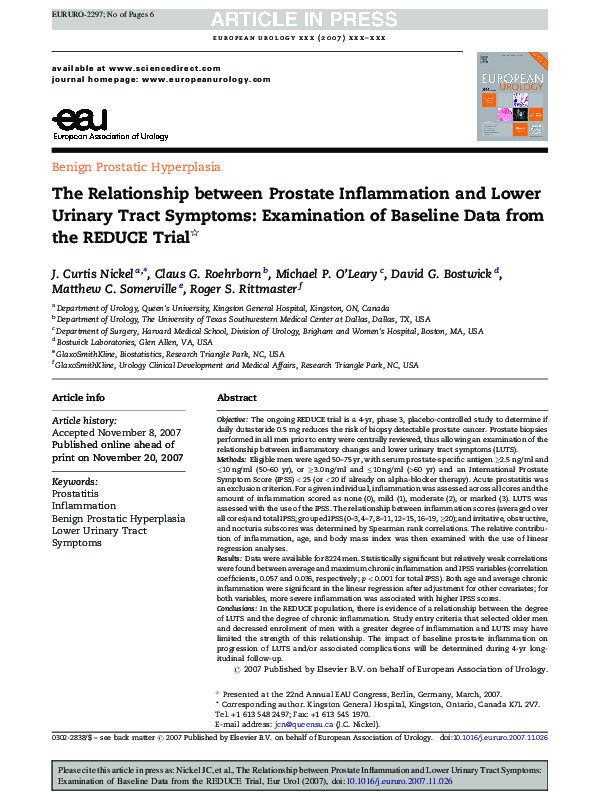 (PDF) The Relationship between Prostate Inflammation and Lower Urinary ...