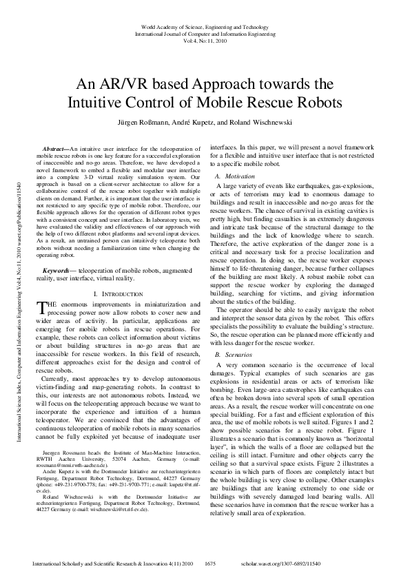(PDF) An Ar/Vr Based Approach Towards The Intuitive Control Of Mobile ...