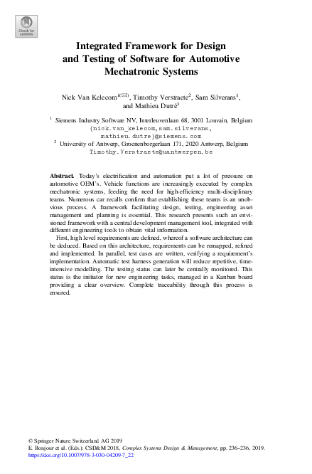 (PDF) Integrated Framework for Design and Testing of Software for ...
