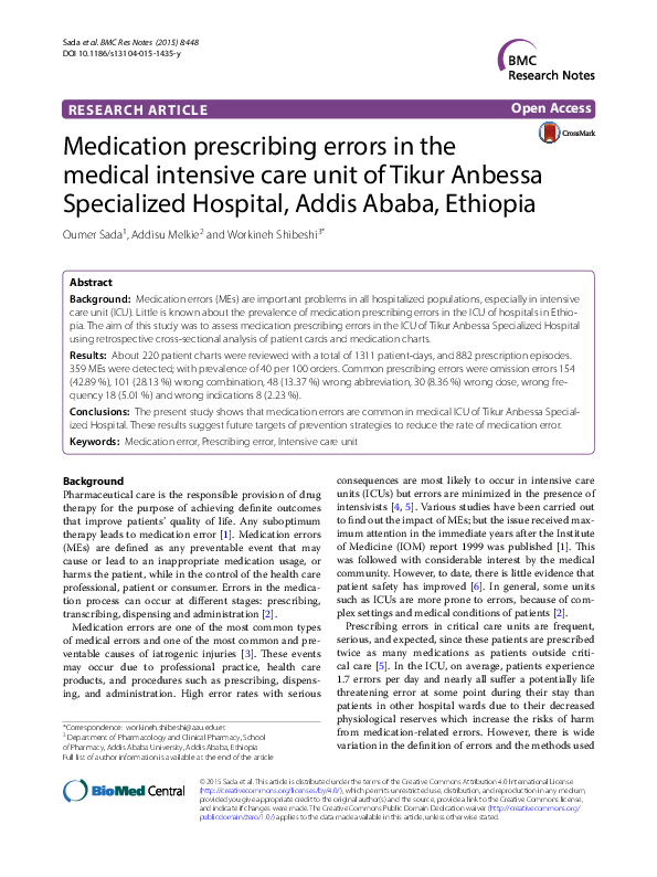 (PDF) Medication prescribing errors in the medical intensive care unit ...