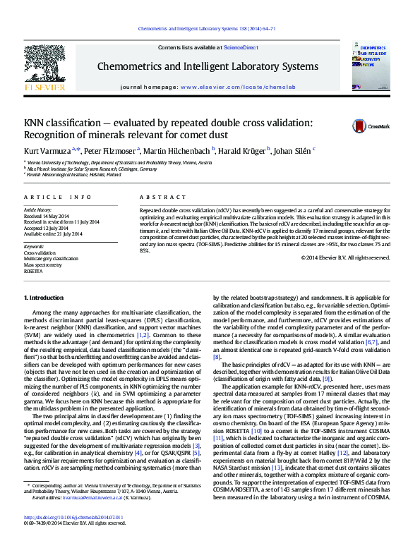 (PDF) KNN classification — evaluated by repeated double cross ...