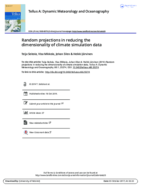 (PDF) Random projections in reducing the dimensionality of climate ...