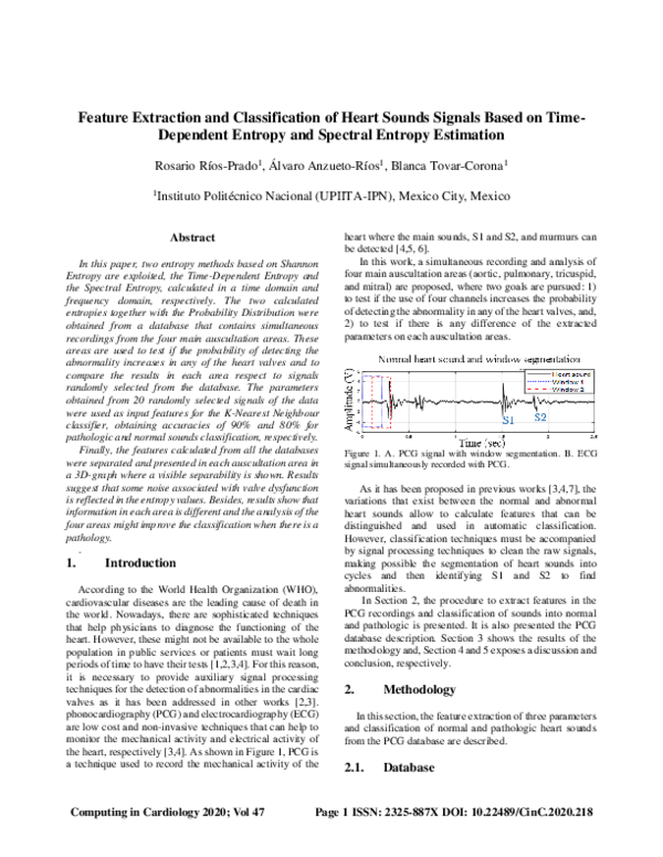 (PDF) Feature Extraction and Classification of Heart Sounds Signals ...